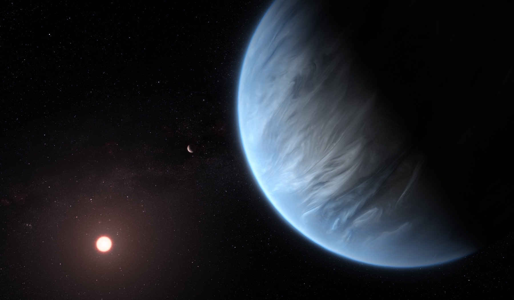 Artist’s illustration of K2-18b, not an observational photograph