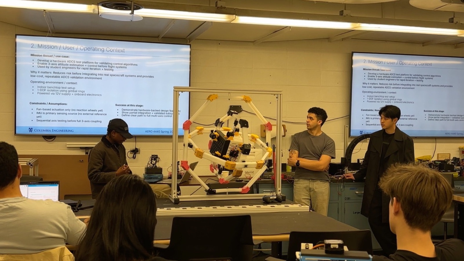 Presenting the gimbal hardware and test context in the lab