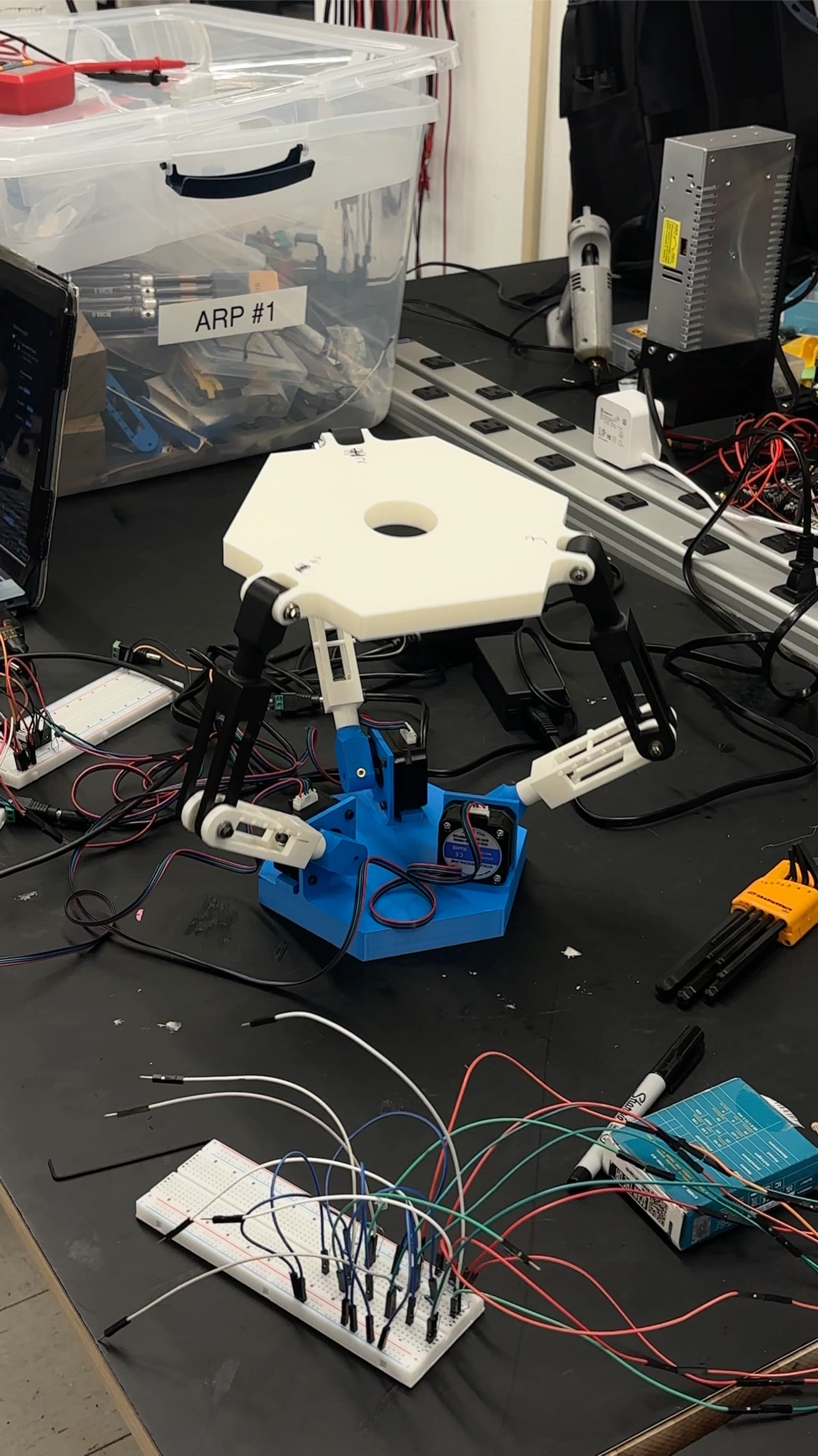 The assembled platform alongside its bench electronics