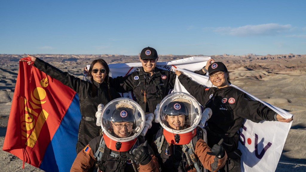 Crew in the EVA suit I designed · Mars-analog field campaign