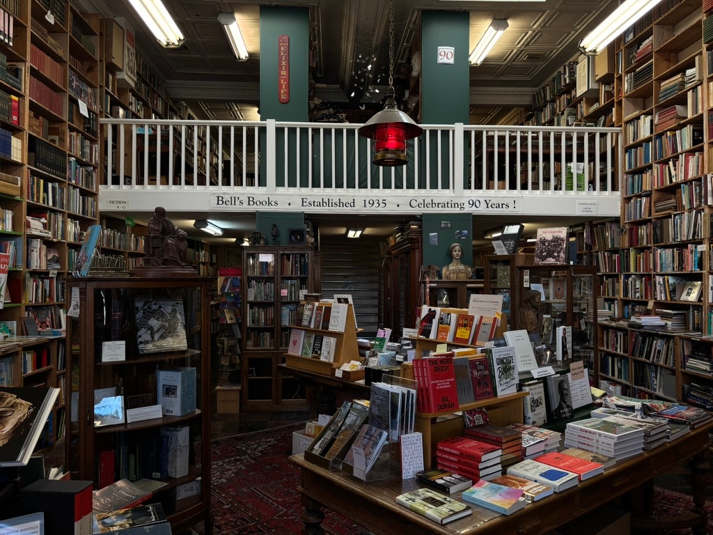 Books and display tables inside Bell’s Books