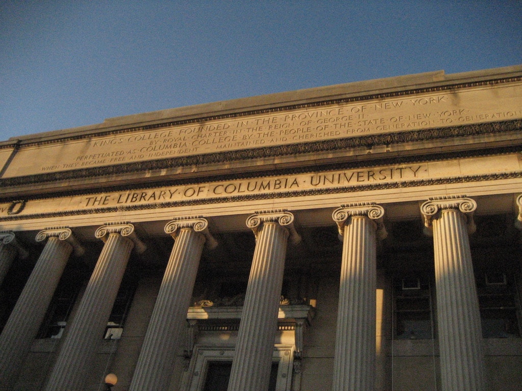 The Library of Columbia University at dusk