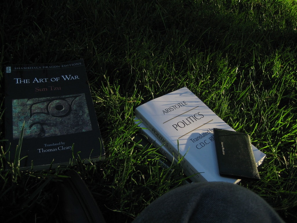The Art of War and Aristotle’s Politics on the grass